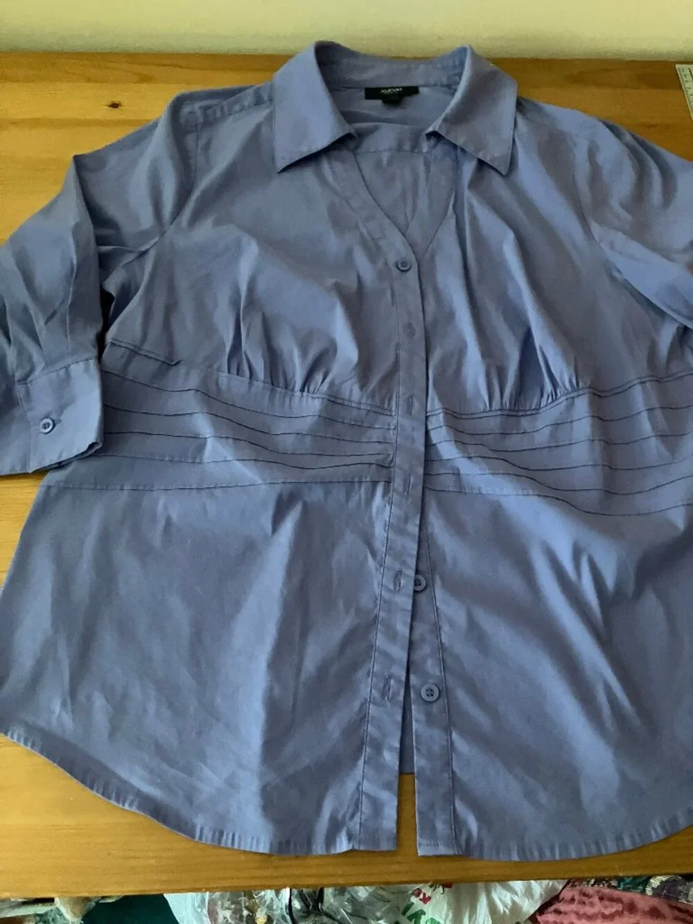 ALFANI HOUSE women's Button-down shirt/blouse light lavender purple 3/4 slvs 14W - Picture 3 of 9
